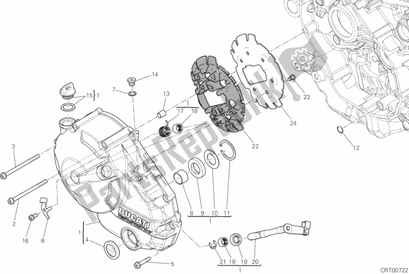 Alle onderdelen voor de Koppelingsdeksel van de Ducati Hypermotard 939 2018